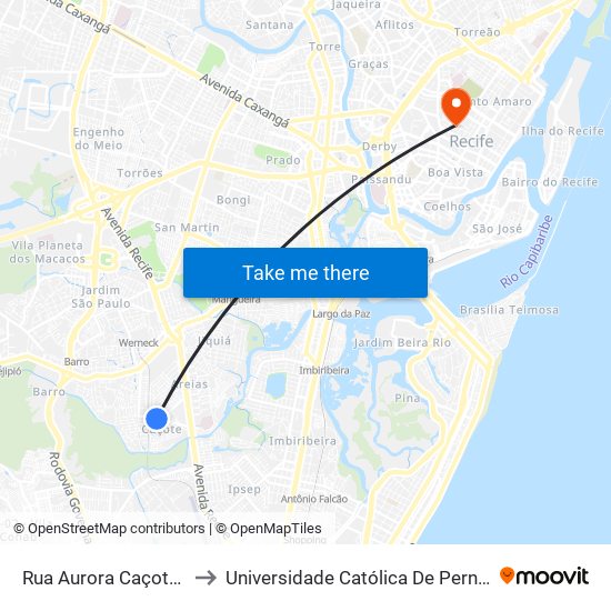Rua Aurora Caçote, 632 to Universidade Católica De Pernambuco map