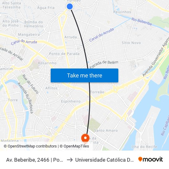 Av. Beberibe, 2466 | Posto Petrobrás to Universidade Católica De Pernambuco map