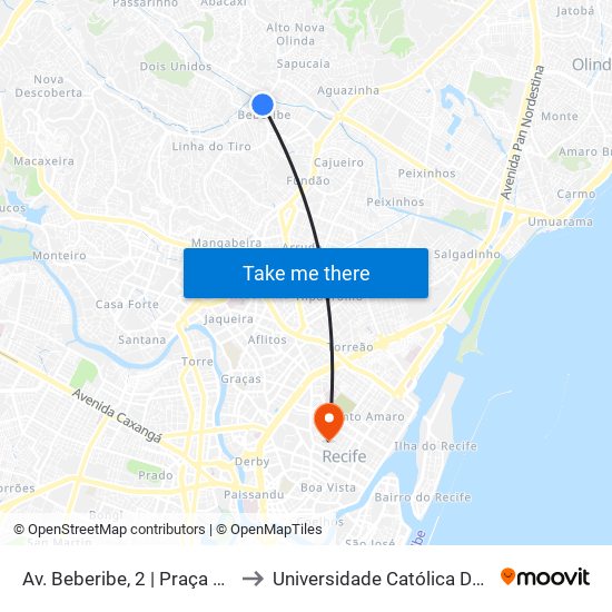 Av. Beberibe, 2 | Praça Da Convenção to Universidade Católica De Pernambuco map