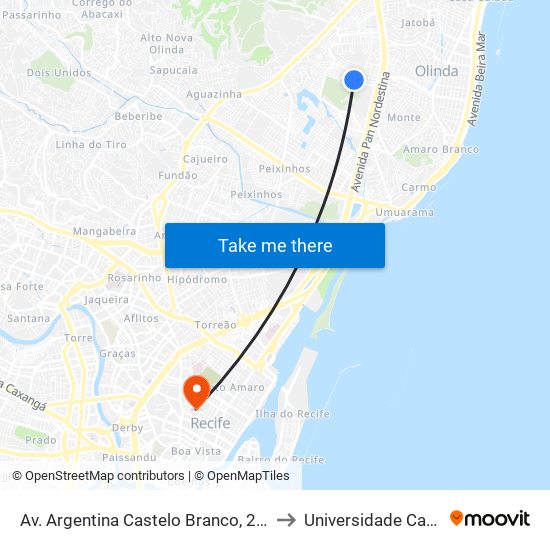 Av. Argentina Castelo Branco, 23 | Terminal De Ouro Preto (Argentina) to Universidade Católica De Pernambuco map