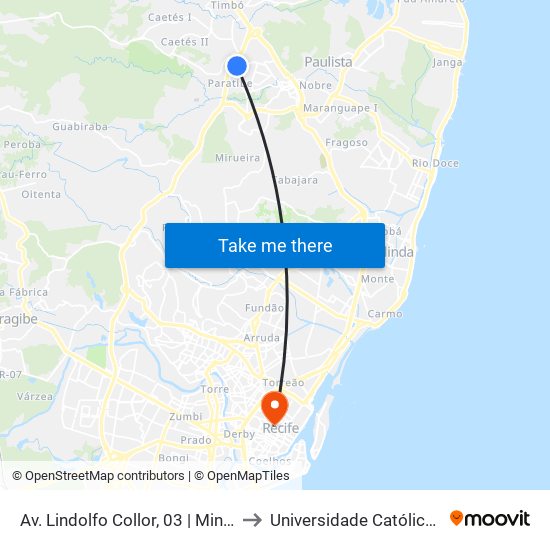 Av. Lindolfo Collor, 03 | Miniterminal De Paratibe to Universidade Católica De Pernambuco map