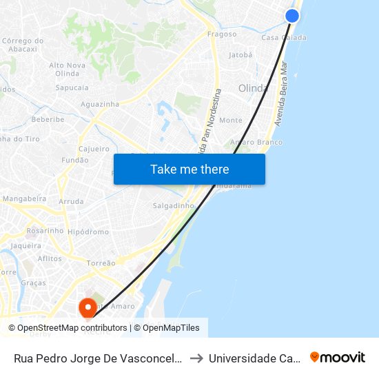 Rua Pedro Jorge De Vasconcelos, 275 | Miniterminal De Casa Caiada to Universidade Católica De Pernambuco map