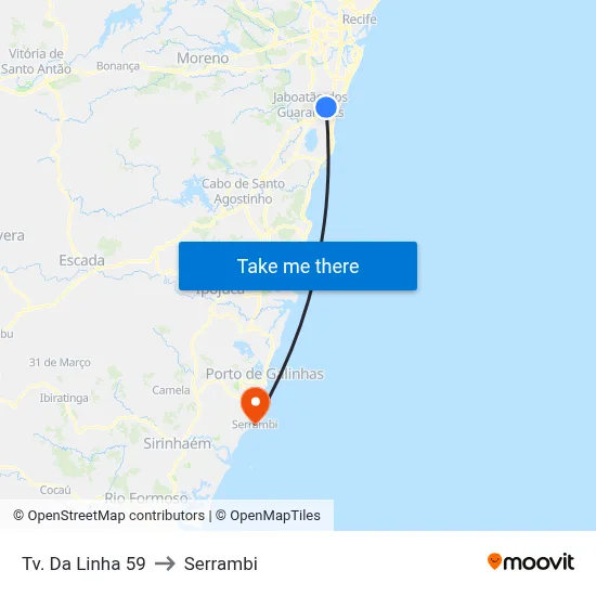 Tv. Da Linha 59 to Serrambi map