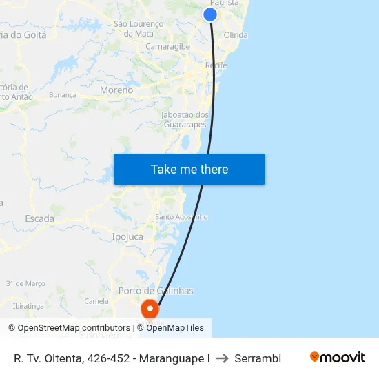 R. Tv. Oitenta, 426-452 - Maranguape I to Serrambi map