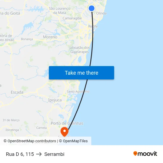 Rua D 6, 115 to Serrambi map