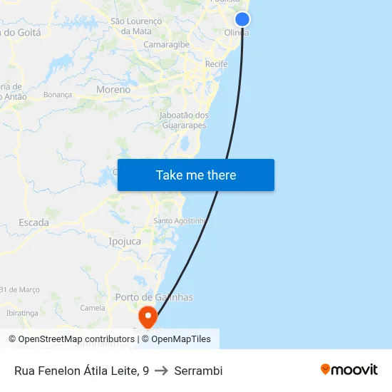 Rua Fenelon Átila Leite, 9 to Serrambi map