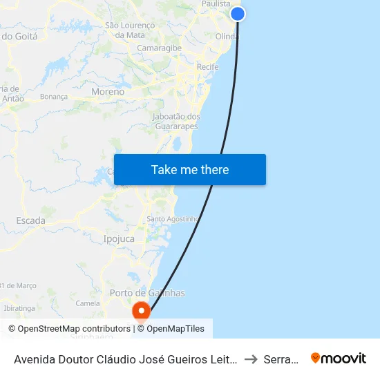 Avenida Doutor Cláudio José Gueiros Leite, 1528 to Serrambi map