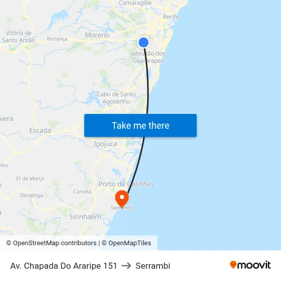 Av. Chapada Do Araripe 151 to Serrambi map