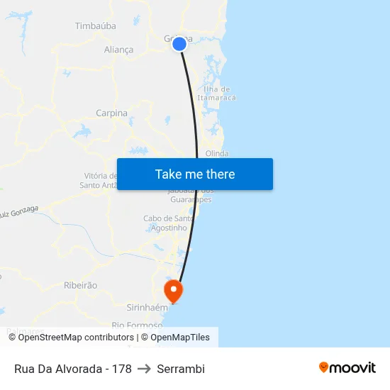 Rua Da Alvorada - 178 to Serrambi map