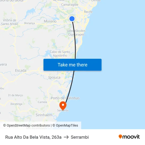 Rua Alto Da Bela Vista, 263a to Serrambi map