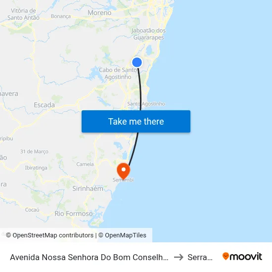 Avenida Nossa Senhora Do Bom Conselho 128 to Serrambi map