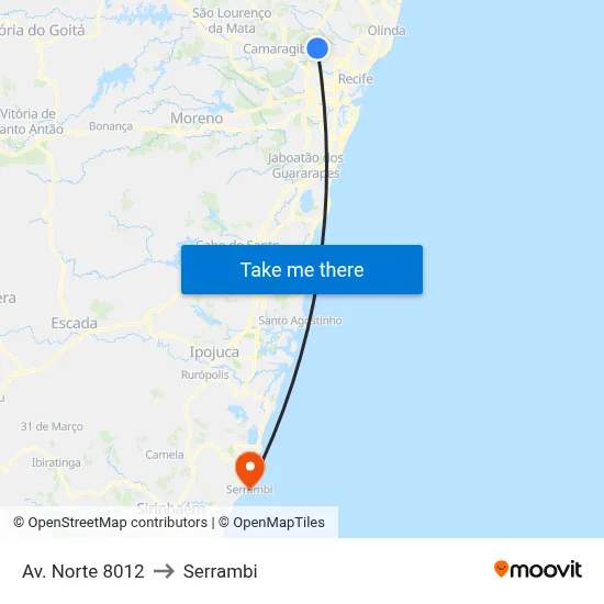 Av. Norte 8012 to Serrambi map