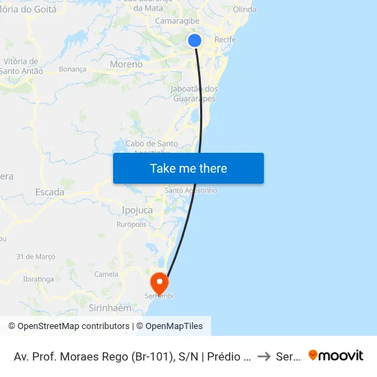 Av. Prof. Moraes Rego (Br-101), S/N | Prédio De Medicina Da Ufpe - Pista Lateral to Serrambi map