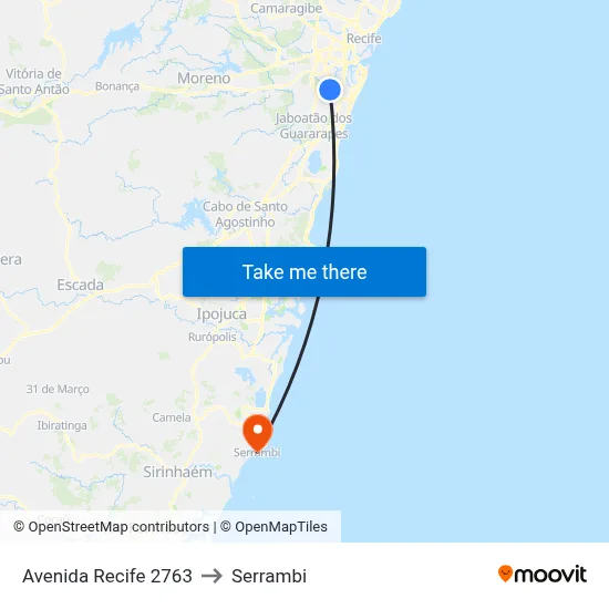 Avenida Recife 2763 to Serrambi map