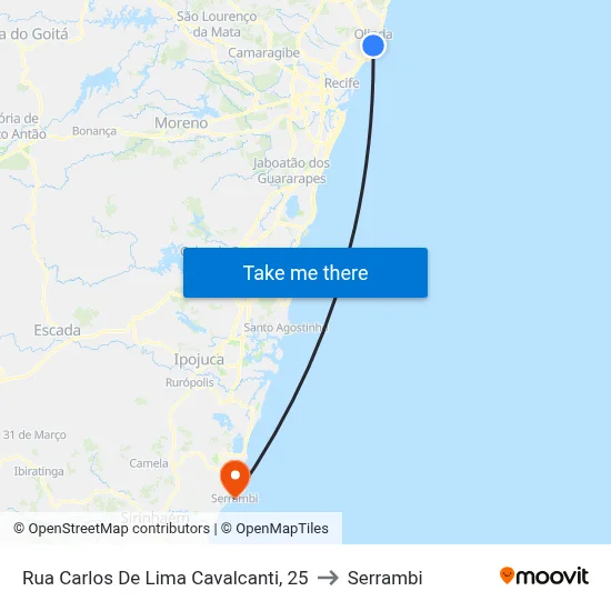 Rua Carlos De Lima Cavalcanti, 25 to Serrambi map