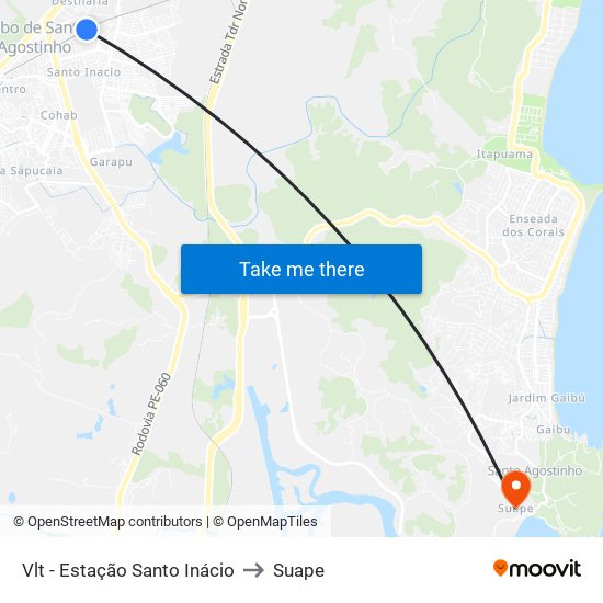 Vlt - Estação Santo Inácio to Suape map