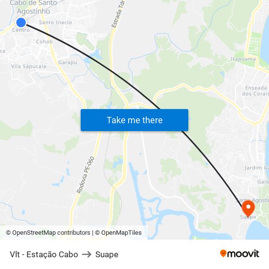 Vlt - Estação Cabo to Suape map