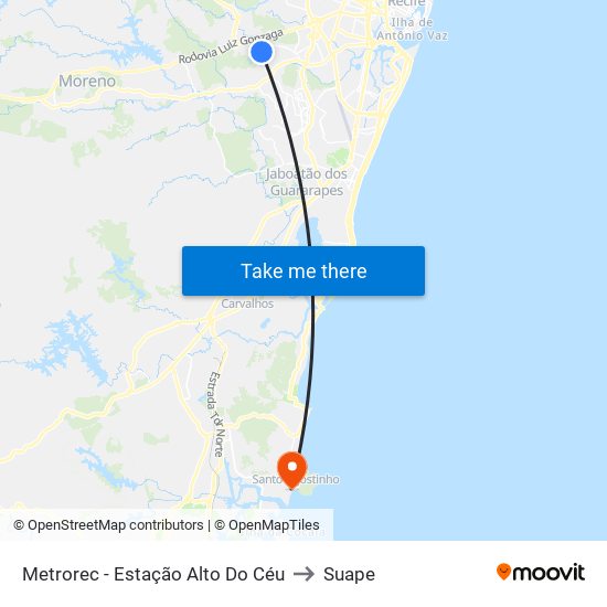 Metrorec - Estação Alto Do Céu to Suape map