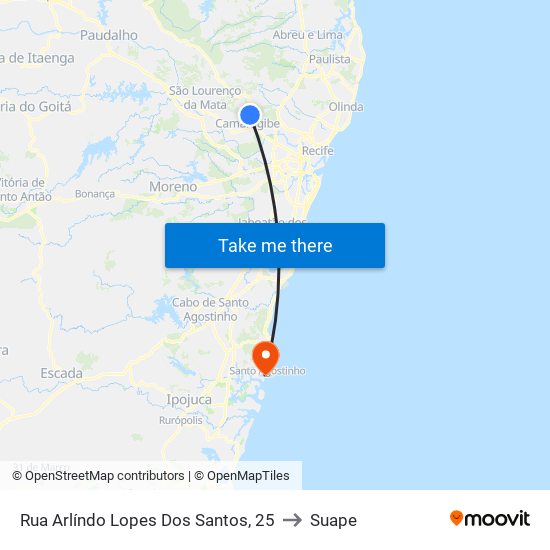 Rua Arlíndo Lopes Dos Santos, 25 to Suape map