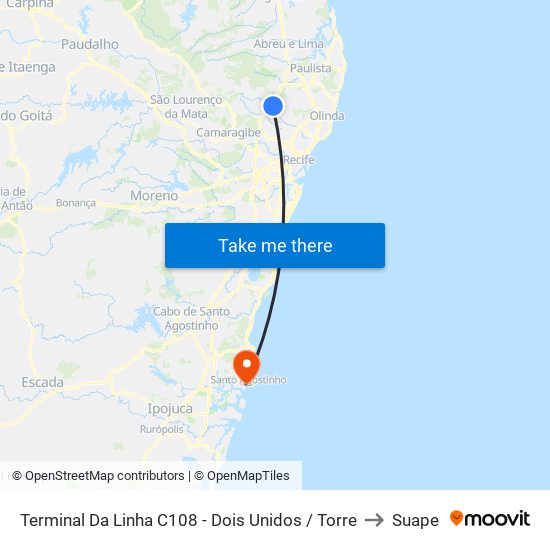 Terminal Da Linha C108 - Dois Unidos / Torre to Suape map