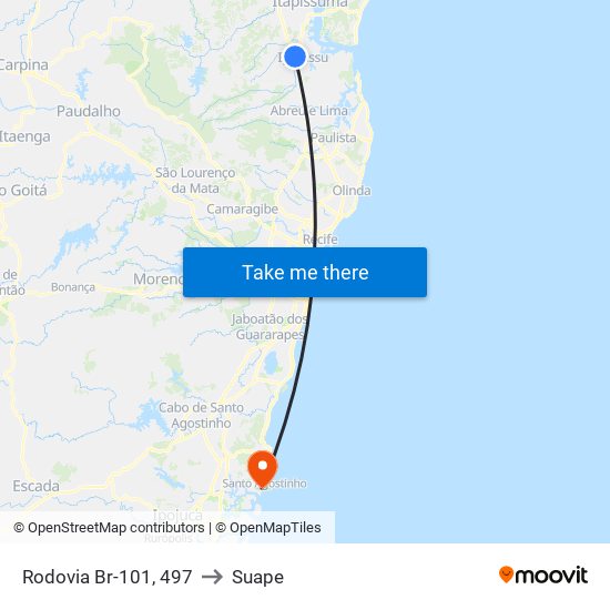 Rodovia Br-101, 497 to Suape map