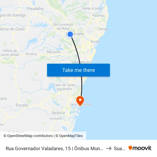 Rua Governador Valadares, 15 | Ônibus Municipais to Suape map