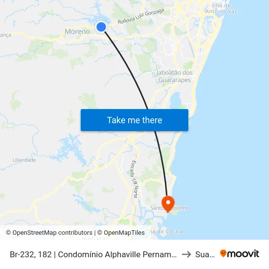 Br-232, 182 | Condomínio Alphaville Pernambuco 2 to Suape map