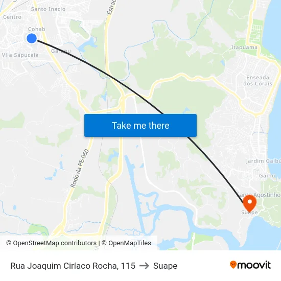 Rua Joaquim Ciríaco Rocha, 115 to Suape map