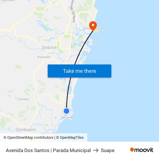Avenida Dos Santos | Parada Municipal to Suape map