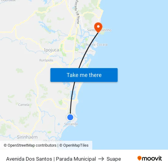 Avenida Dos Santos | Parada Municipal to Suape map