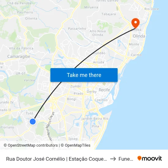 Rua Doutor José Cornélio | Estação Coqueiral to Funeso map