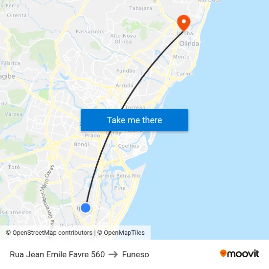 Rua Jean Emile Favre 560 to Funeso map