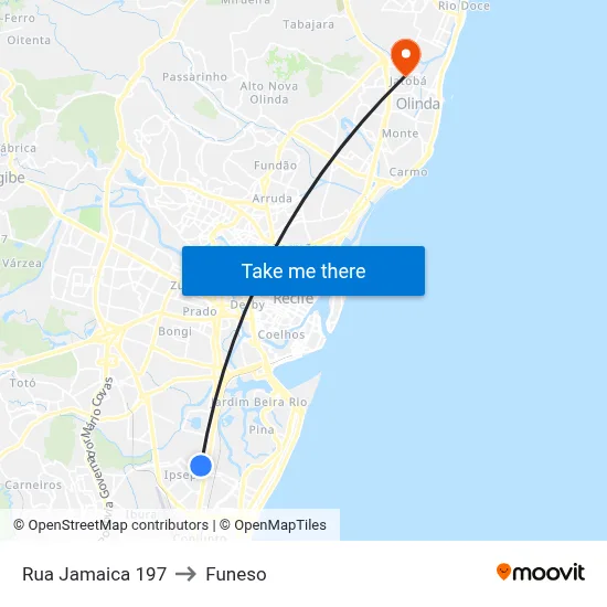 Rua Jamaica 197 to Funeso map