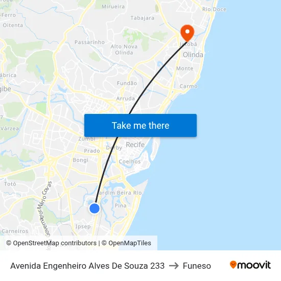 Avenida Engenheiro Alves De Souza 233 to Funeso map