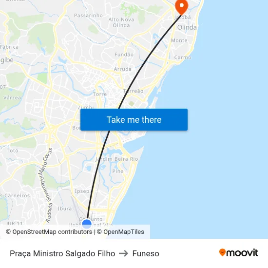Praça Ministro Salgado Filho to Funeso map