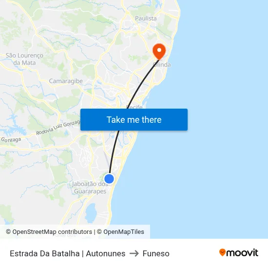Estrada Da Batalha | Autonunes to Funeso map