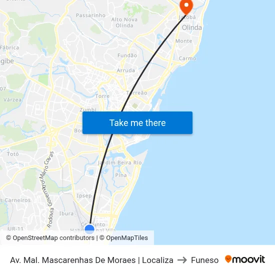 Av. Mal. Mascarenhas De Moraes | Localiza to Funeso map