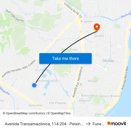 Avenida Transamazônica, 114-204 - Peixinhos to Funeso map