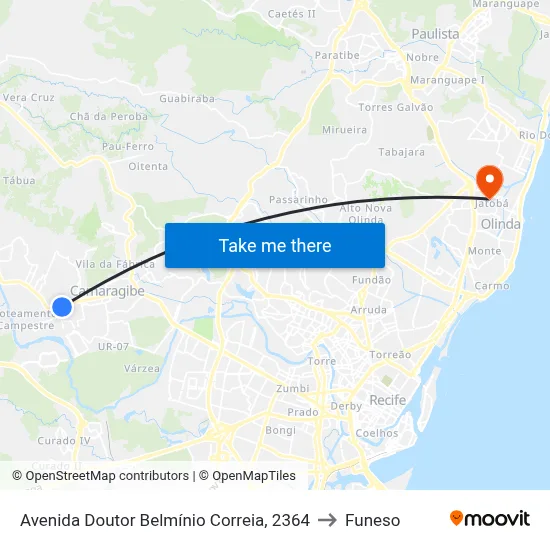 Avenida Doutor Belmínio Correia, 2364 to Funeso map