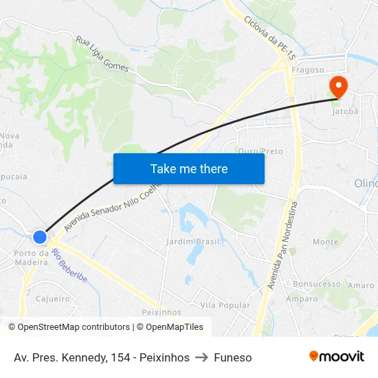 Av. Pres. Kennedy, 154 - Peixinhos to Funeso map
