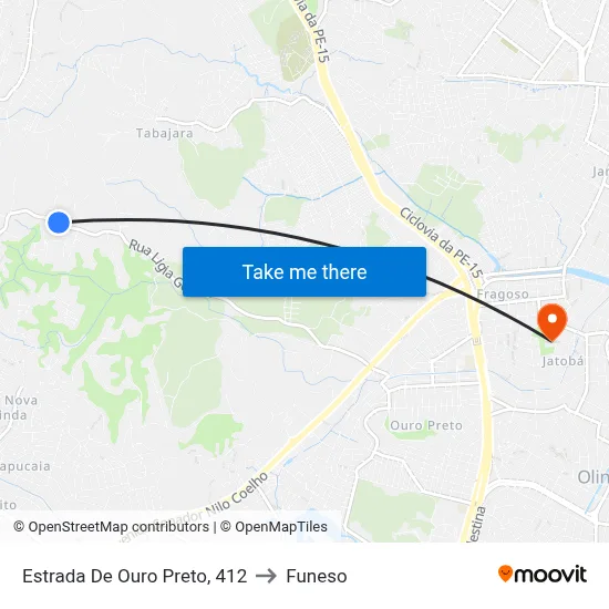 Estrada De Ouro Preto, 412 to Funeso map