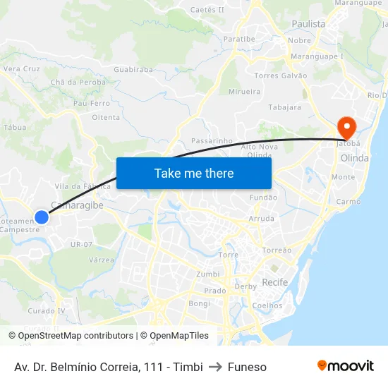 Av. Dr. Belmínio Correia, 111 - Timbi to Funeso map
