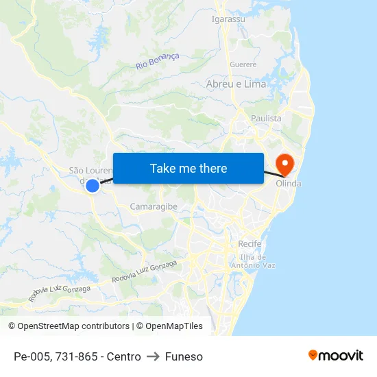 Pe-005, 731-865 - Centro to Funeso map