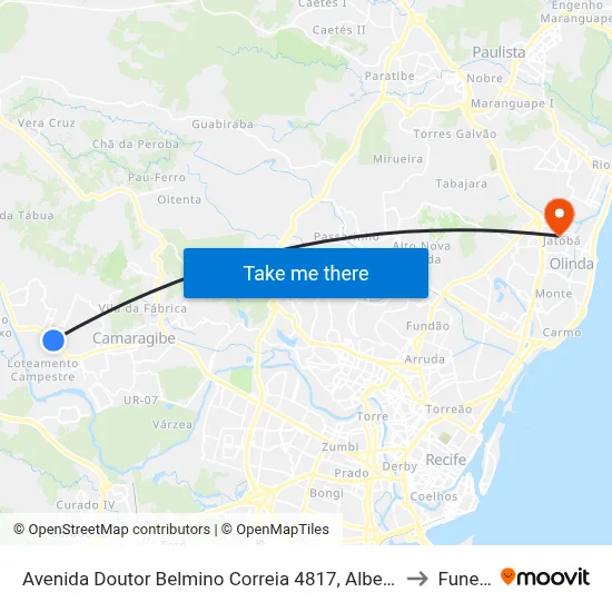 Avenida Doutor Belmino Correia 4817, Alberto Maia to Funeso map