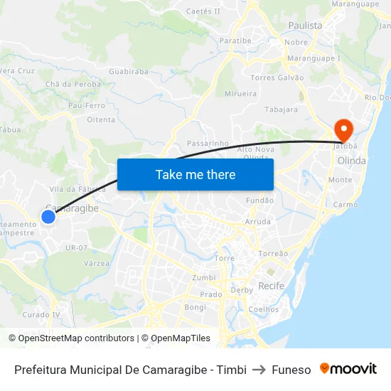 Prefeitura Municipal De Camaragibe - Timbi to Funeso map