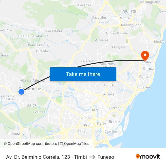 Av. Dr. Belmínio Correia, 123 - Timbi to Funeso map