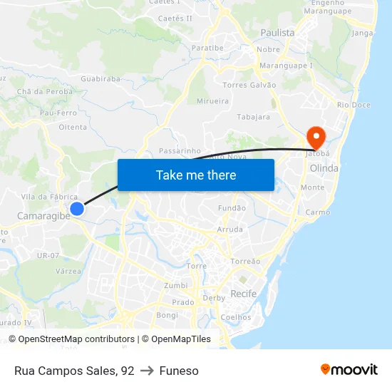 Rua Campos Sales, 92 to Funeso map