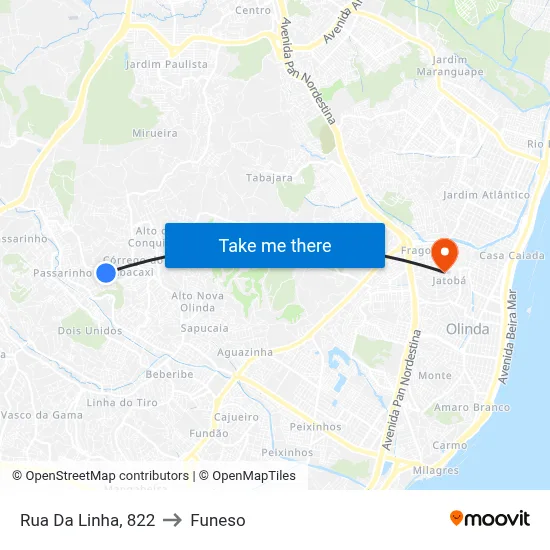 Rua Da Linha, 822 to Funeso map