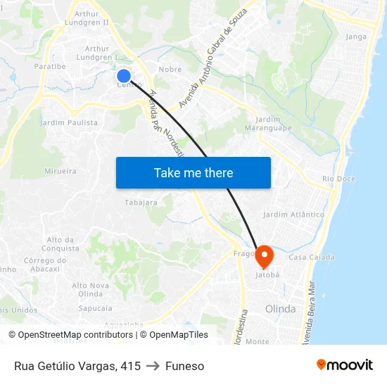 Rua Getúlio Vargas, 415 to Funeso map