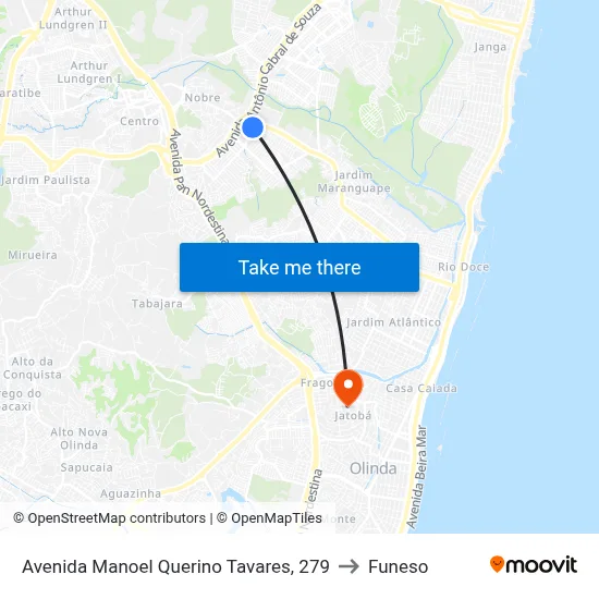 Avenida Manoel Querino Tavares, 279 to Funeso map